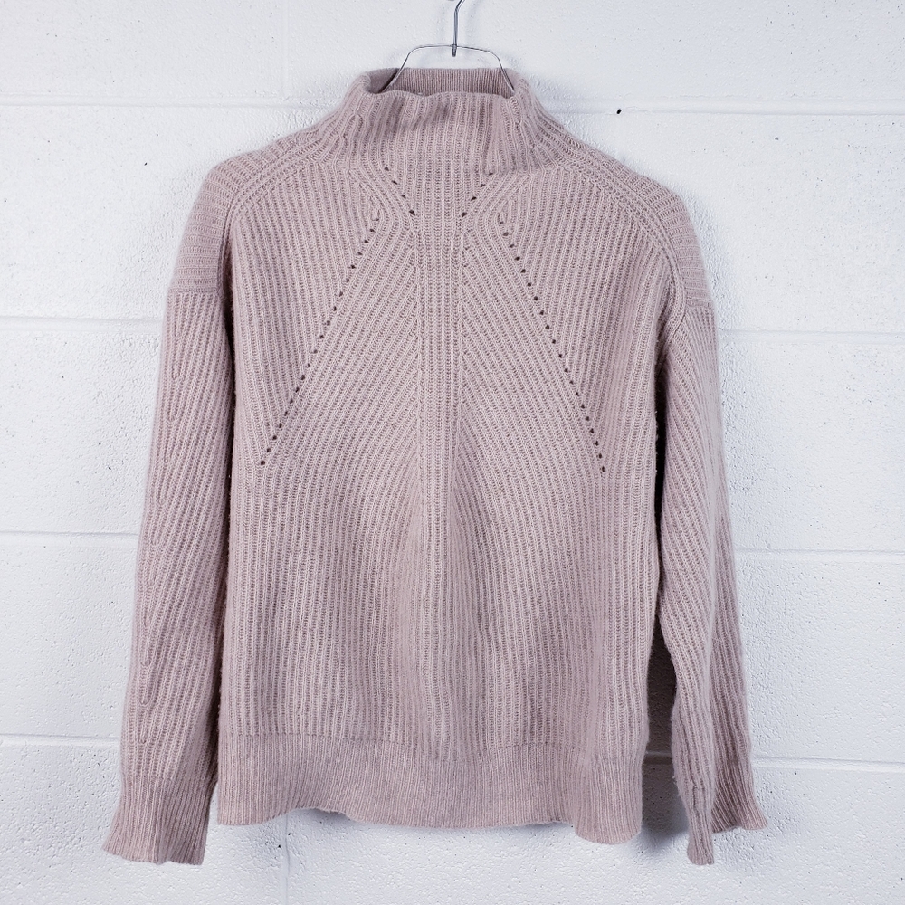 Tahari Blush Pink Ribbed Mock Neck Sweater
